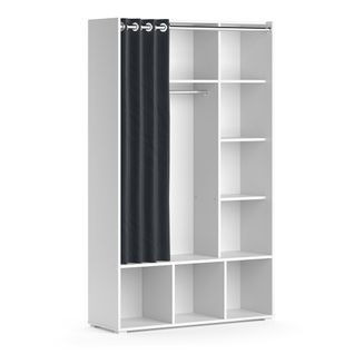 Armoire Pour Enfants Luigi, Blanc, 105.8x178.1cm Avec Tringle à Rideaux