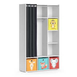 Armoire Pour Enfants Luigi, Blanc, 105.8x178.1cm Avec Boîtes Pliantes (multicolores)