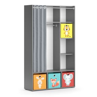 Armoire Pour Enfants Luigi 40722 Gris 105.8x178.1cm Avec Boîtes Pliantes (multicolores)