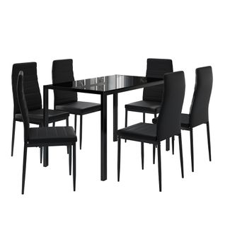 Ensemble De Table à Manger Grand, Noir, 120x75cm Ensemble De 6 Étagères
