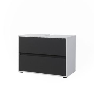 Meuble Sous Vasque Simple Maltin 41485 Blanc/anthracite 80.2x58.2cm Avec Deux Grands Tiroirs