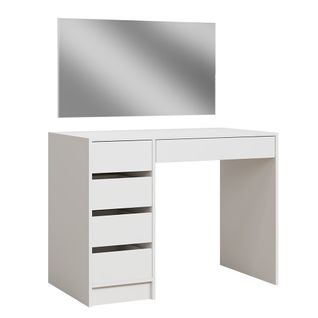 Coiffeuse Thalia, Blanc, 100cm Avec 5 Tiroirs