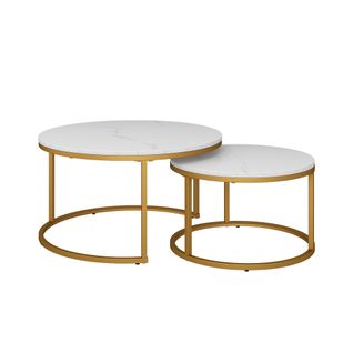 Set De Tables Basses Montreal 41523 Blanc/or 77x40cm 2 Pièces