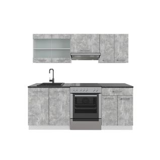 Cuisine R-line 42363 Béton/blanc 200cm , Pt Anthracite