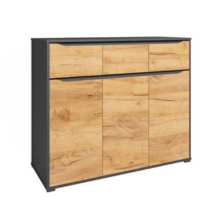 Commode Ruben, Chêne De Force Doré, 120x101.6cm Avec Tiroirs