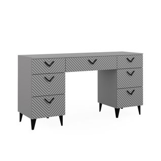 Bureau Anett 43659 Gris 150x45cm Avec 7 Tiroirs