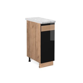 Meuble De Cuisine Fame-line 45611 Chêne Noir Brillant 30cm , Pt Marbre