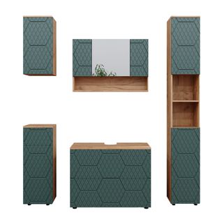 Meubles Bain Irma 47203 Vert/force De Lor Chêne 5 Pièces