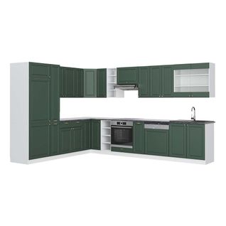 Cuisine En Angle Fame-line 47323 Vert-or Landhaus/blanc 347x60cm , Pt Anthracite