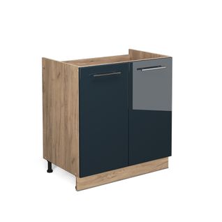 Meuble Bas Sous-évier Fame-line 48856 Bleu Foncé Brillant 80cm Sans Pt