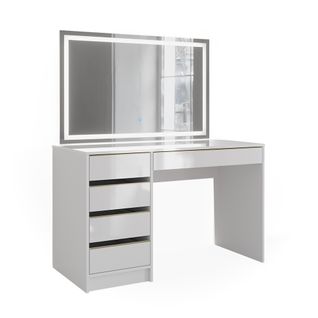 Coiffeuse Sherry 47707 Blanc/or 120cm Avec Miroir LED