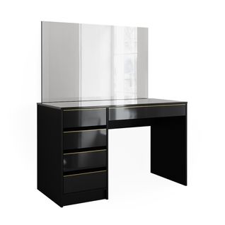 Coiffeuse Sherry 47715 Noir/or 120cm Avec Miroir