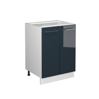 Meuble Bas De Cuisine Fame-line 49571 Bleu Foncé Brillant 60cm Sans Pt