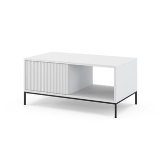 Table Basse Eliza, Blanc, 90x45cm Avec Un Tiroir