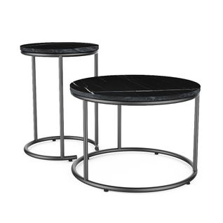 Set De Tables Basses Ottawa, Marbre Noir, 55x34,5cm 2 Parties