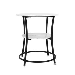 Table Basse Quebec 50003 Marbre Blanc 50x50cm Avec Tablette