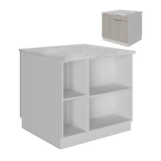 Îlot De Cuisine Fame-line 50561 Grisbeige 90cm Avec Tiroir, Sans Pt