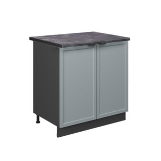 Meuble Bas Sous-évier Fame-line 50643 Bleu Clair-gris 80cm Avec Étagère, Pt Anthracite