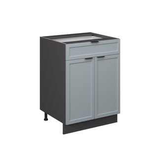 Meuble Cuisine Fame-line 50650 Bleu Clair-gris 60cm Avec Tiroir, Sans Pt