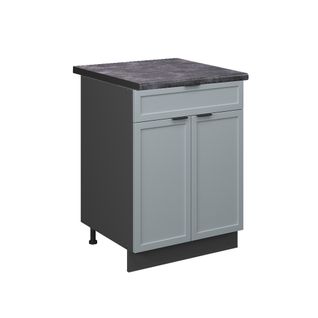 Meuble Cuisine Fame-line 50651 Bleu Clair-gris 60cm Avec Tiroir, Pt Anthracite