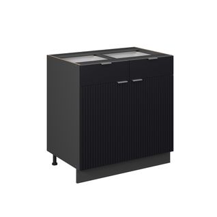 Meuble Cuisine Fame-line 50670 Noir Rayé 80cm Sans Pt