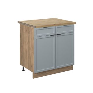 Meuble Cuisine Fame-line 50786 Bleu Clair-gris 80cm , Pt Chêne