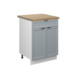 Meuble Cuisine Fame-line 50846 Bleu Clair-gris 60cm Avec Tiroir, Pt Chêne