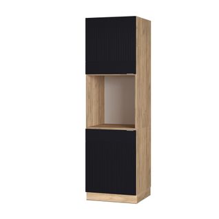 Meuble Pour Four Fame-line 50894 Noir Rayé 60cm Ouvert