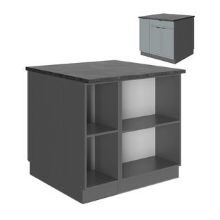 Îlot De Cuisine Fame-line 51160 Bleu Clair-gris 90cm Avec Tiroir, Sans Pt