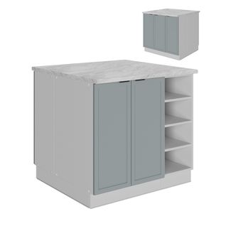 Îlot De Cuisine Fame-line 51247 Bleu Clair-gris 90cm Sans Pt