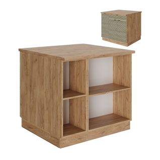 Îlot De Cuisine Fame-line 51563 Panneau En Chêne 90cm Avec Tiroir, Sans Plan De Travail