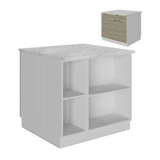 Îlot De Cuisine Fame-line 51596 Panneau En Chêne 90cm Avec Tiroir, Sans Plan De Travail