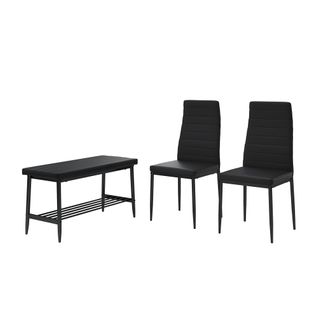 Banc Et Chaise Grand 51759 Noir 85x46.5cm Set De 3 Pièces