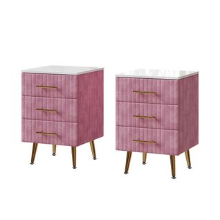 Table De Nuit Velia 53034 Rose Lot De 2