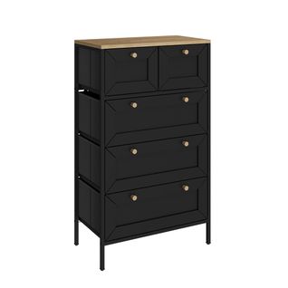 Commode Belaro 51894 Noir 56x95cm Avec 5 Tiroirs