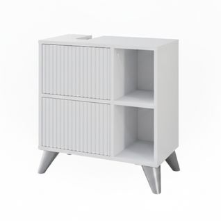 Meuble Sous Vasque Leano 52124 Blanc 60x62cm Avec 2 Tiroirs