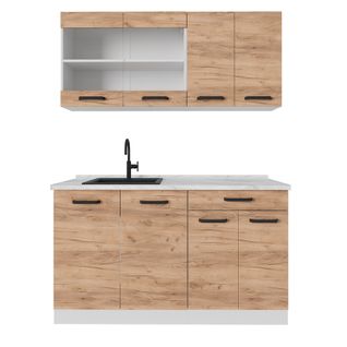 Cuisine R-line 52223 Chêne Doré/blanc 140cm Pt Marbre