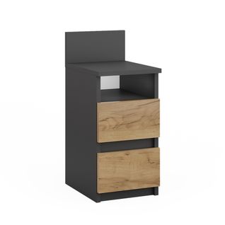 La Commode De Nuit  Monty 53169 Anthracite/chêne Doré 25x59.1cm Avec 2 Tiroirs