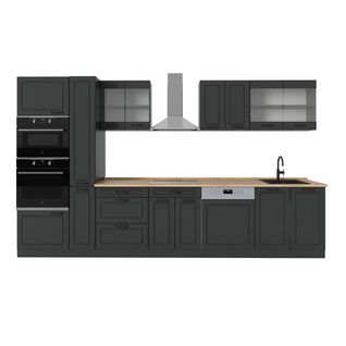 Cuisine Complète  R-line, Anthracite Maison De Campagne/anthracite, 350cm , Pt Chêne