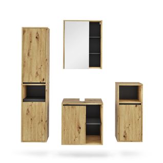 Ensemble De Meubles De Salle De Bains Viola 55221 Artisan/gris 4 Pièces