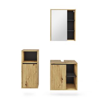 Ensemble De Meubles De Salle De Bains Viola 55220 Artisan/gris 3 Pièces