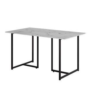 Table De Salle à Manger Merido 55284 Noir/marbre Blanc 140x80cm