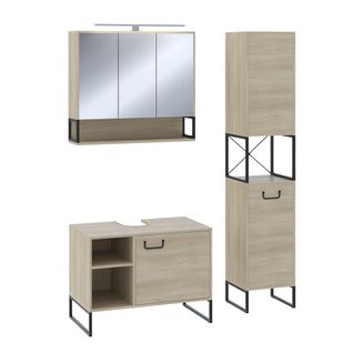 Ensemble De Meubles De Salle De Bains Vionna 55365 Chêne/noir 3 Pièces