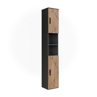 Armoire Haute Irma 55371 Anthracite/artisan 30x190cm Avec 2 Portes