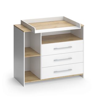 Commode à Langer Oskar 55591 Chêne Blanc/force De Lor 113x93cm Avec 3 Tiroirs