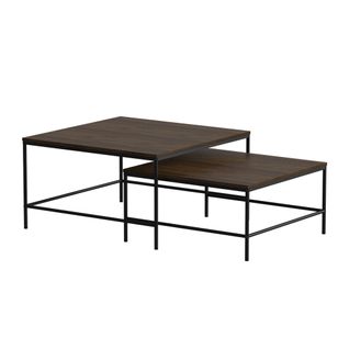 Set De Tables Basses Ramio 56194 Chêne Rustique/noir 80x80cm 2 Pièces
