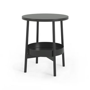 Table Basse Riono 56456 Noir 40x40cm Avec Espace De Stockage Supplémentaire