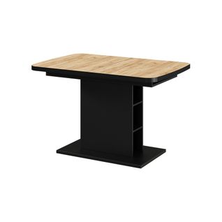 Table à Manger Extensible Fenaro, Chêne Noir/force De Lor, 120/160x80cm 2 Pièces