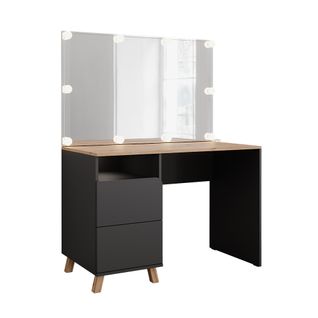 Coiffeuse Karen 56537 Anthracite/artisan 110cm Avec Guirlande Lumineuse LED