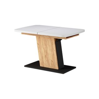 Table à Manger Extensible Fenaro, Chêne Blanc/noir/doré, 120/160x80cm